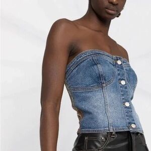 Andersson Bell denim strapless bustier corset top